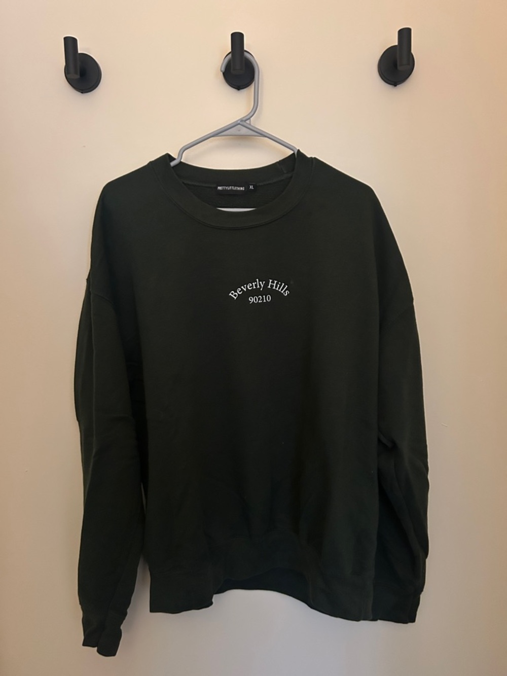 PrettyLittleThing Olive Beverly Hills 90210 Crewneck Sweatshirt